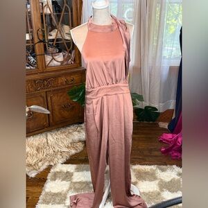 Kittenish (by Jessie James Decker) Halter Jumpsuit in Rose